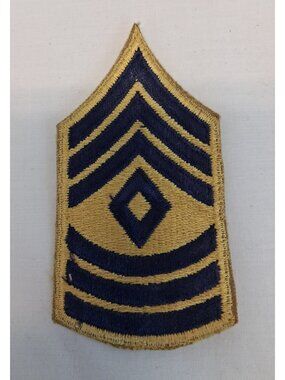 VTG US Army E-8 First Sergeant Patch Blue on Gold 1948-52 Surplus 2" x 3.75" NOS